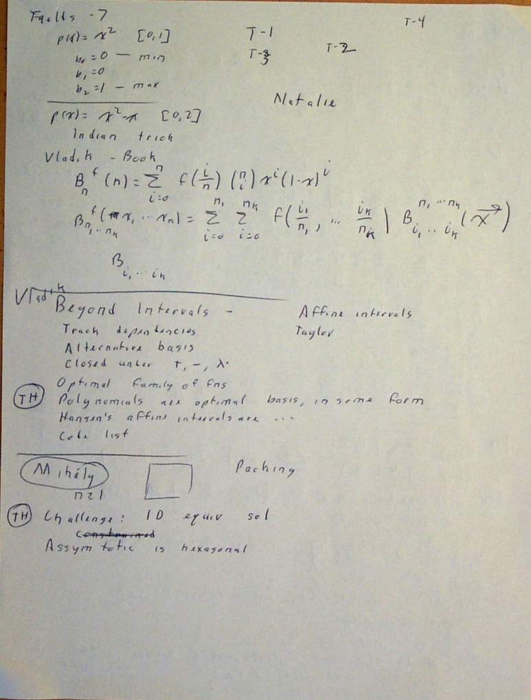 7. Vladik: Beyond intervals; Mihaly: Circle packing